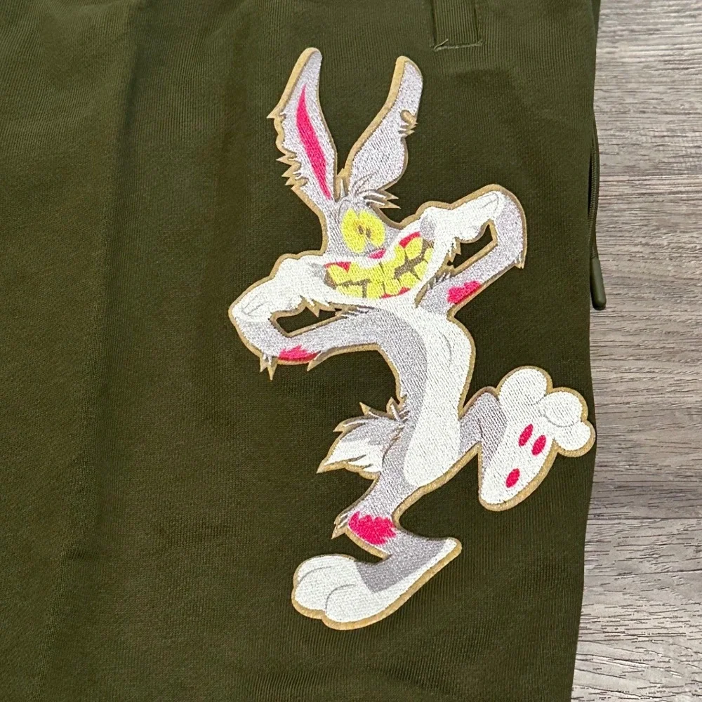 Freeze Max Looney Tunes Bugs Bunny Joggers Mens L Olive Green Sweatpants Patch